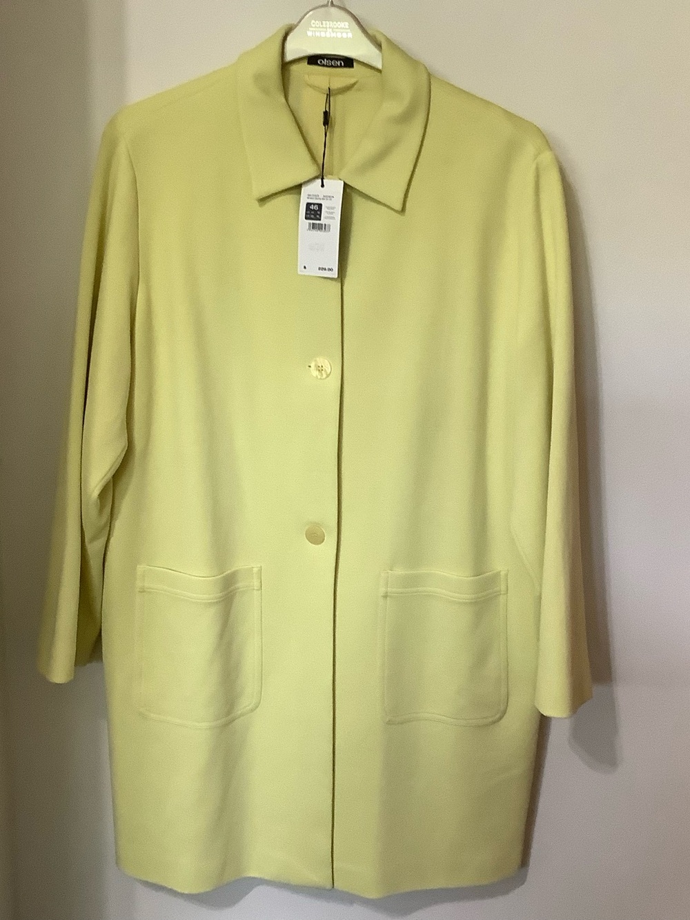 OLSEN: Lemon Yellow Single-Breasted Women's Coat (NWT)